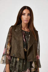 Abito in chiffon fantasia verde FEDERICA BI