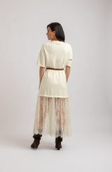 Abito lungo FEDERICA BI tricot e pizzo