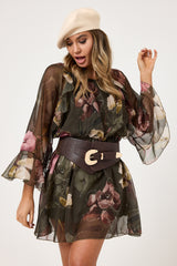 Abito in chiffon fantasia verde FEDERICA BI