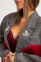 Blazer principe di Galles frange rosse FEDERICA BI