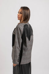 Blazer principe di Galles frange nere FEDERICA BI