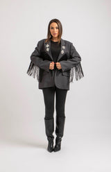 Blazer grigio gioiello e frange FEDERICA BI