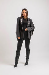 Blazer grigio gioiello e frange FEDERICA BI