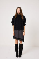 Abito in tela antracite e pizzo nero FEDERICA BI