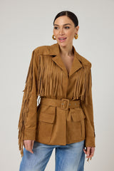 Giacca in ecosuede frange FEDERICA BI