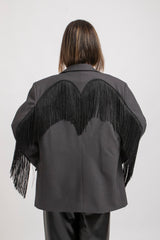 Blazer grigio gioiello e frange FEDERICA BI