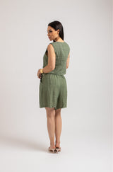 Bermuda in lino verde militare FEDERICA BI
