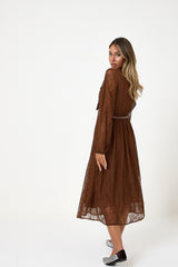 Abito lungo in pizzo tinta coccio FEDERICA BI