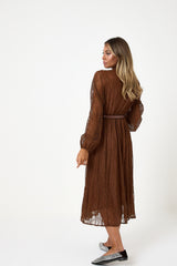 Abito lungo in pizzo tinta coccio FEDERICA BI