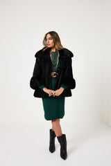 Giacca nera in ecopelliccia FEDERICA BI