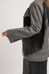 Blazer principe di Galles frange nere FEDERICA BI