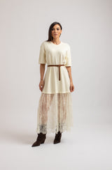 Abito lungo FEDERICA BI tricot e pizzo