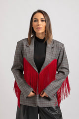 Blazer principe di Galles frange rosse FEDERICA BI