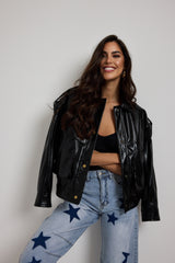 Giacca nera in ecopelle lucida FEDERICA BI