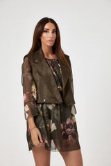 Abito in chiffon fantasia verde FEDERICA BI