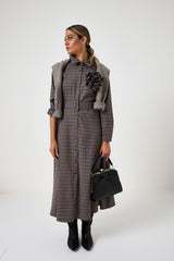 Abito a quadri spilla fiore FEDERICA BI