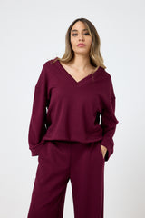 Completo tuta in punto Milano bordeaux FEDERICA BI