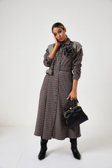 Abito a quadri spilla fiore FEDERICA BI