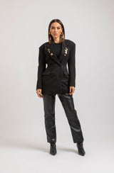 Blazer nero doppiopetto spille gioiello FEDERICA BI
