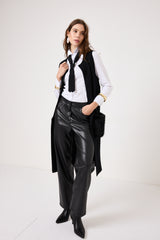 Pantalone nero in ecopelle FEDERICA BI