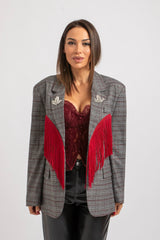 Blazer principe di Galles frange rosse FEDERICA BI