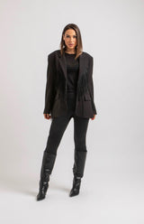 Blazer nero frange FEDERICA BI