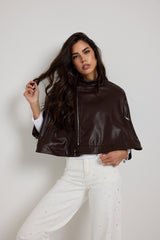 ACQUISTA IL TOTAL LOOK: Giacca in pelle, camicia in chiffon e denim balloon