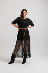 Abito lungo FEDERICA BI tricot e pizzo