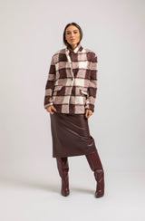 Giacca in simil lana cotta tartan FEDERICA BI