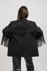 Blazer nero frange FEDERICA BI
