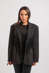 Blazer nero frange FEDERICA BI