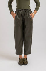Pantalone in ecopelle verde militare FEDERICA BI