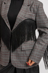 Blazer principe di Galles frange nere FEDERICA BI