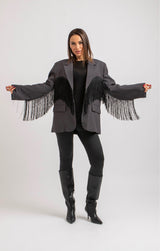 Blazer grigio frange FEDERICA BI