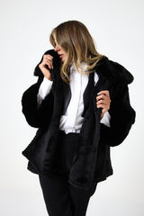 Giacca nera in ecopelliccia treccia FEDERICA BI