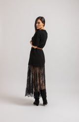 Abito lungo FEDERICA BI tricot e pizzo