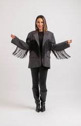 Blazer grigio frange FEDERICA BI