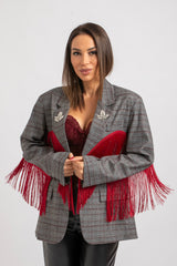 Blazer principe di Galles frange rosse FEDERICA BI