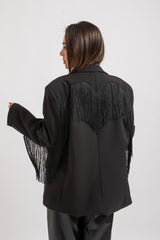Blazer nero frange FEDERICA BI