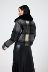 Giacca tartan grigio nero FEDERICA BI