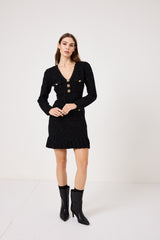 Abito elegante nero bottoni oro FEDERICA BI