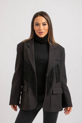 Blazer nero frange FEDERICA BI