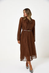 Abito lungo in pizzo tinta coccio FEDERICA BI