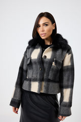 Giacca tartan grigio nero FEDERICA BI