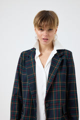 Blazer tartan blu notte FEDERICA BI
