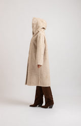 Ecopelliccia beige con cappuccio FEDERICA BI