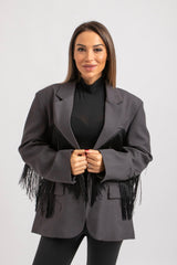 Blazer grigio frange FEDERICA BI