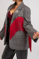 Blazer principe di Galles frange rosse FEDERICA BI