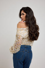 ACQUISTA IL TOTAL LOOK: Body in chiffon e Denim blu palazzo FEDERICA BI