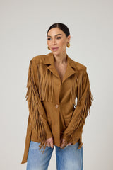 Giacca in ecosuede frange FEDERICA BI